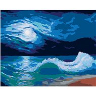 Seascape with Moonlight, 40×50 cm, stretched canvas on frame - Painting by Numbers