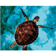 Sea Turtle on Water, 40×50 cm, stretched canvas on frame - Painting by Numbers
