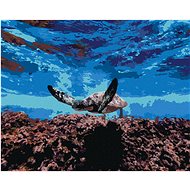 Sea turtle under the water, 80×100 cm, without frame and without canvas shut off - Painting by Numbers