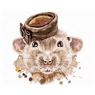 Mouse with a brown hat, 40×50 cm, without frame and without canvas shut off - Painting by Numbers