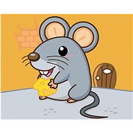 Mouse with Cheese, 40×50 cm, without frame and without canvas shut off - Painting by Numbers