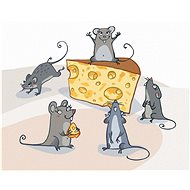Mice and Cheese, 40×50 cm, stretched canvas on frame - Painting by Numbers