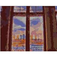New York outside the windows, 40×50 cm, stretched canvas on frame - Painting by Numbers