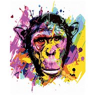 Monkey on coloured background, 40×50 cm, off canvas on frame - Painting by Numbers