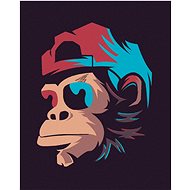 Monkey with cap and sunglasses, 80×100 cm, without frame and without canvas shut off - Painting by Numbers