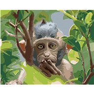 Monkeys in a natural forest, 40×50 cm, without frame and without canvas shut off - Painting by Numbers
