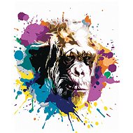 Monkey head on coloured background, 40×50 cm, off canvas on frame - Painting by Numbers