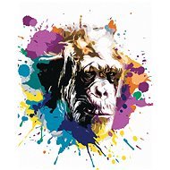 Opičí hlava na barevném pozadí, 80×100 cm, bez rámu a bez vypnutí plátna - Painting by Numbers