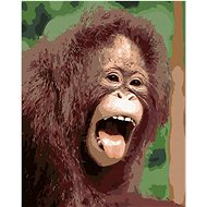 Orangutan with open mouth, 40×50 cm, without frame and without canvas shut off - Painting by Numbers