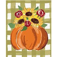Orange Pumpkin and Sunflower Gingham (Haley Bush), 80×100 cm, stretched canvas on frame - Painting by Numbers