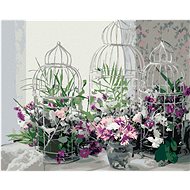 Decorative birdcages in Provence style, 80×100 cm, without frame and without canvas shut off - Painting by Numbers