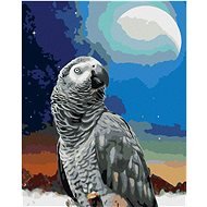 Papoušek a měsíc, 80×100 cm, vypnuté plátno na rám - Painting by Numbers