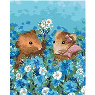 A pair of hamsters in a field, 80×100 cm, stretched canvas on frame - Painting by Numbers