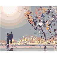 Couple watching the sunset, 80×100 cm, without frame and without turning off the canvas - Painting by Numbers