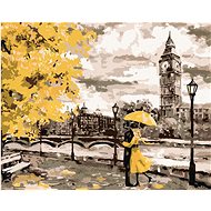Couple in Yellow London, 80×100 cm, stretched canvas on frame - Painting by Numbers