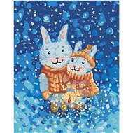 A Pair of Hares in Winter, 80×100 cm, without frame and without canvas shut off - Painting by Numbers