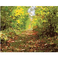 Pedestrian alley in the forest, 40×50 cm, without frame and without canvas shut off - Painting by Numbers