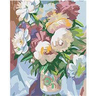 Peonies in a painted vase, 40×50 cm, without frame and without canvas - Painting by Numbers