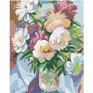 Peonies in painted vase, 80×100 cm, stretched canvas on frame - Painting by Numbers