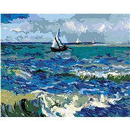 Sailing ships and painted sea, 40×50 cm, stretched canvas on frame - Painting by Numbers