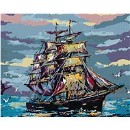 Sailing ship in colourful tones, 80×100 cm, off canvas on frame - Painting by Numbers