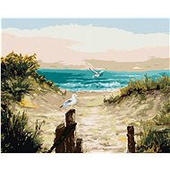 Beach dunes with seagulls, 80×100 cm, stretched canvas on frame - Painting by Numbers