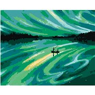 Floating Boat and Green Space Sky, 40×50 cm, without frame and without canvas shut off - Painting by Numbers