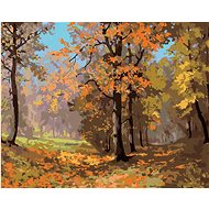 Autumn walk in the forest, 40×50 cm, without frame and without canvas shut off - Painting by Numbers