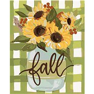 Autumn Sunflower Gingham (Haley Bush), 80×100 cm, stretched canvas on frame - Painting by Numbers