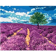 Field of lavender with tree, 80×100 cm, stretched canvas on frame - Painting by Numbers