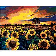 Field full of sunflowers, 80×100 cm, stretched canvas on frame - Painting by Numbers