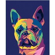 Pop-art bulldog, 80×100 cm, stretched canvas on frame - Painting by Numbers