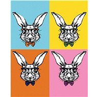 Pop-art králíci s brýlemi, 40×50 cm, bez rámu a bez vypnutí plátna - Painting by Numbers