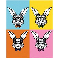 Pop-art rabbits with glasses, 80×100 cm, off canvas on frame - Painting by Numbers