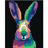 Pop-art rabbit on black background, 40×50 cm, stretched canvas on frame - Painting by Numbers