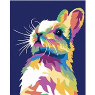 Pop-art rabbit on blue background, 80×100 cm, without frame and without canvas shut off - Painting by Numbers