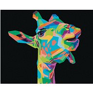 Pop-art giraffe on black background, 40×50 cm, without frame and without canvas shut off - Painting by Numbers