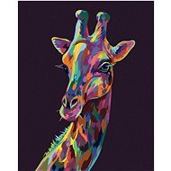 Pop-art žirafa na fialovém pozadí, 40×50 cm, vypnuté plátno na rám - Painting by Numbers