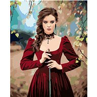 Portrait of a Gothic Girl in a Forest, 80×100 cm, stretched canvas on frame - Painting by Numbers