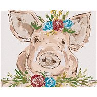 Pig with Flowers 2 (Haley Bush), 40×50 cm, stretched canvas on frame - Painting by Numbers