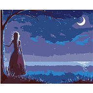 Princezná pozerajúca sa na mesiac, 80 × 100 cm, plátno napnuté na rám - Maľovanie podľa čísel