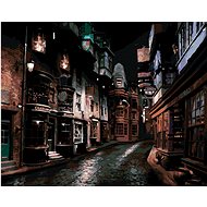 Cross Street at Night (Harry Potter), 40×50 cm, stretched canvas on frame - Painting by Numbers