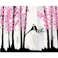 Bird Romance in the Forest, 40×50 cm, without frame and without canvas shut off - Painting by Numbers