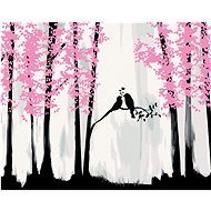 Ptačí romantika v lese, 80×100 cm, bez rámu a bez vypnutí plátna - Painting by Numbers