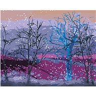 Ranný sniežik padajúci na stromy v lese, 80 × 100 cm, bez rámu a bez napnutia plátna - Maľovanie podľa čísel