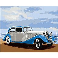 Retro car by the sea, 40×50 cm, off canvas on frame - Painting by Numbers