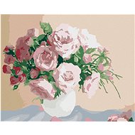 Roses on pink background, 40×50 cm, stretched canvas on frame - Painting by Numbers