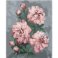 Pink peonies on abstract background, 40×50 cm, without frame and without canvas shut off - Painting by Numbers