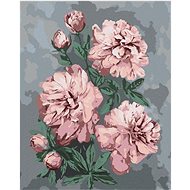 Pink peonies on abstract background, 40×50 cm, stretched canvas on frame - Painting by Numbers