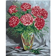 Pink peonies in a glass vase, 80×100 cm, stretched canvas on frame - Painting by Numbers